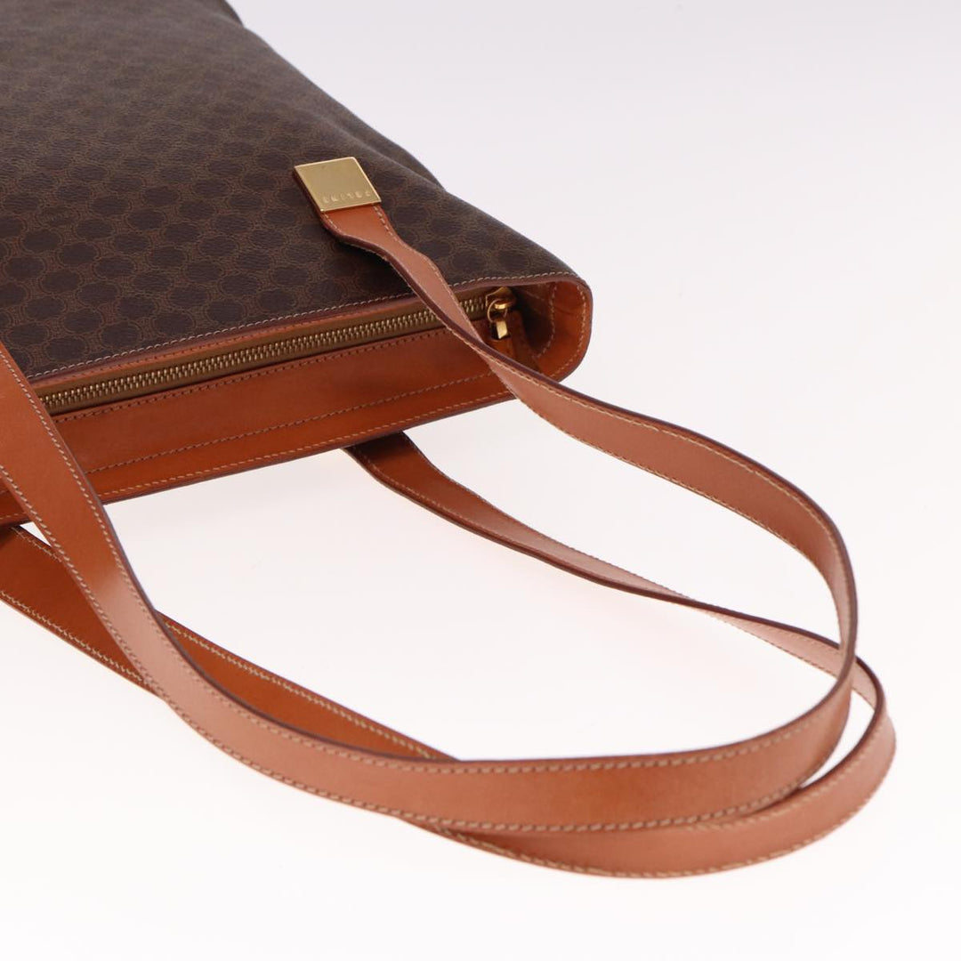 Celine Macadam Canvas Tote Bag PVC Leather Brown  15280