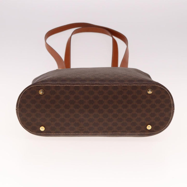 Celine Macadam Canvas Tote Bag PVC Leather Brown  15280