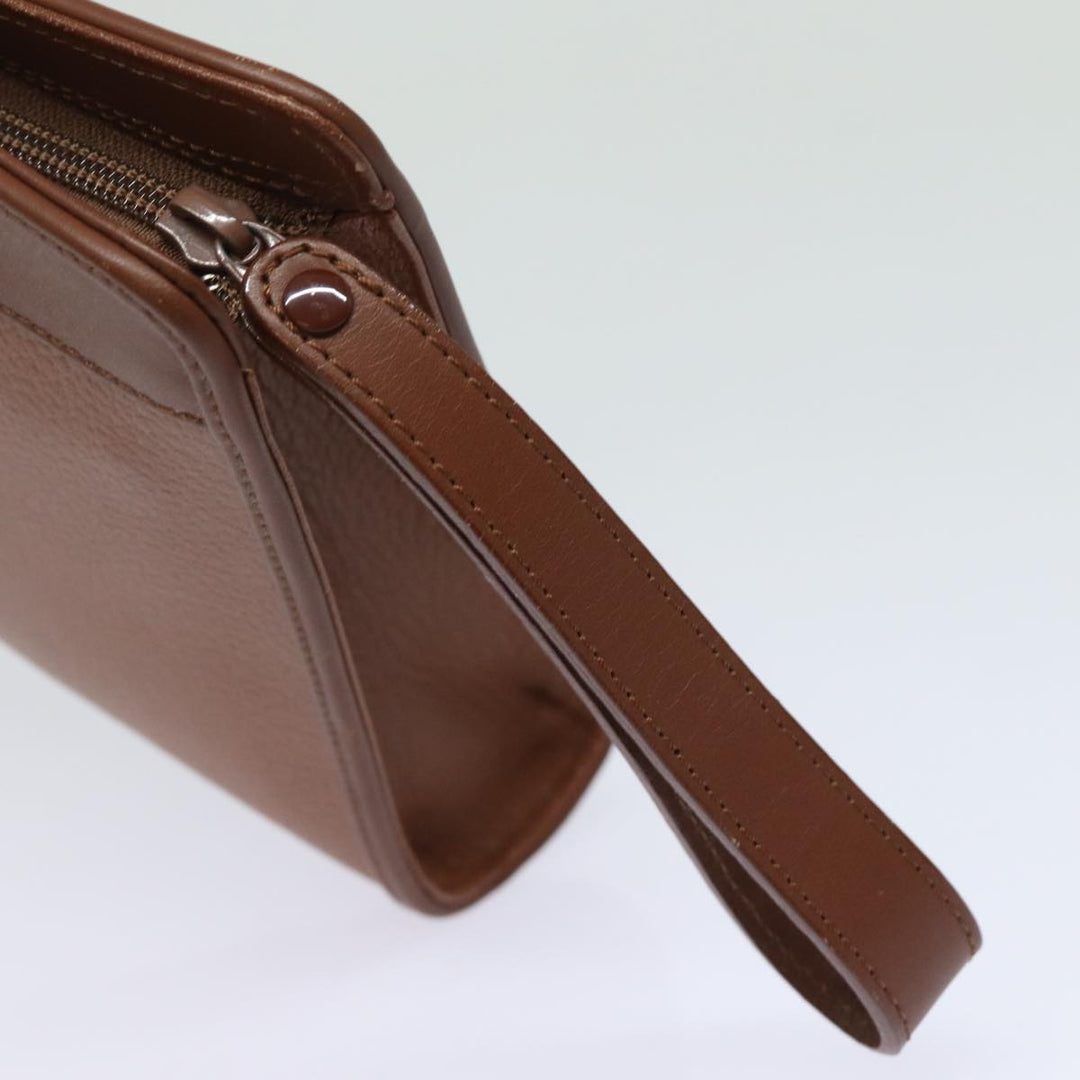 BurberrySs Clutch Bag Leather Brown Auth bs15306