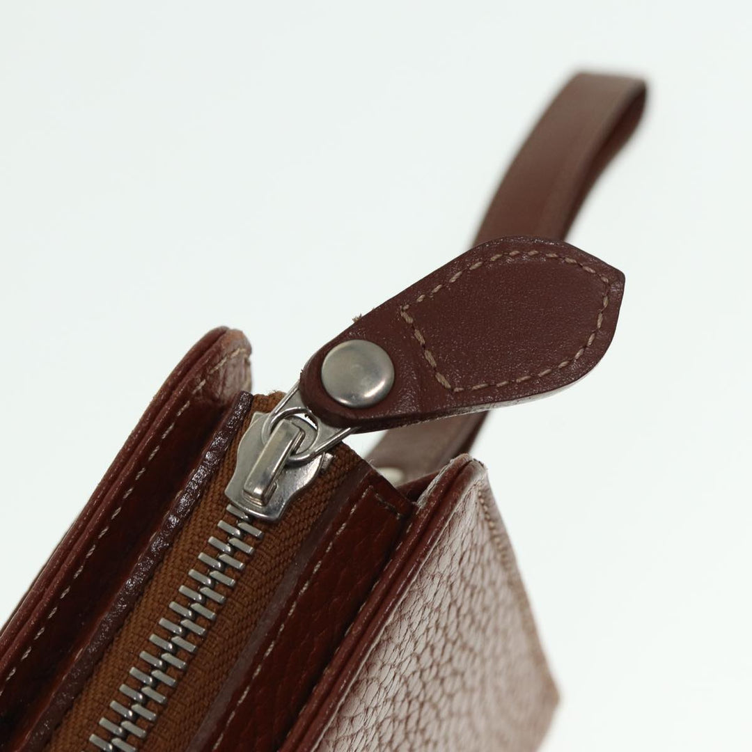 Burberry Clutch Bag Leather Brown Auth bs15307