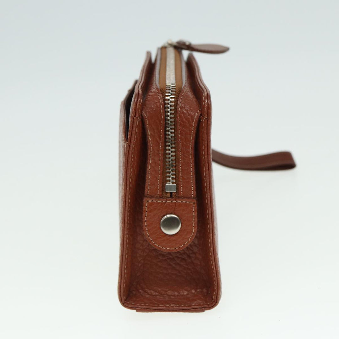 Burberry Clutch Bag Leather Brown Auth bs15307