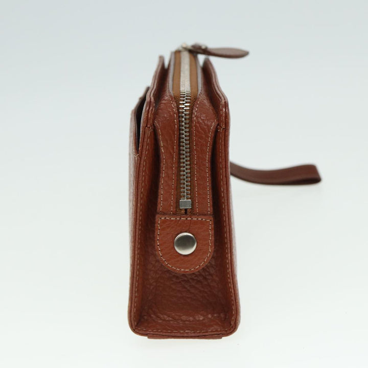 Burberry Clutch Bag Leather Brown Auth bs15307