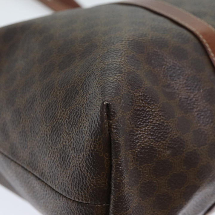 Celine Macadam Canvas Tote Bag PVC Leather Brown  15311