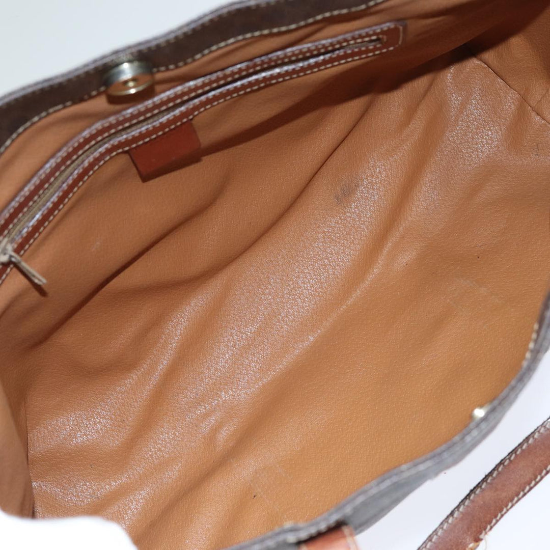 Celine Macadam Canvas Tote Bag PVC Leather Brown  15311