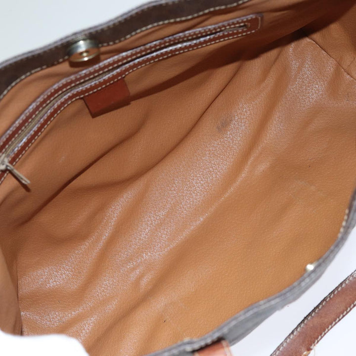Celine Macadam Canvas Tote Bag PVC Leather Brown  15311