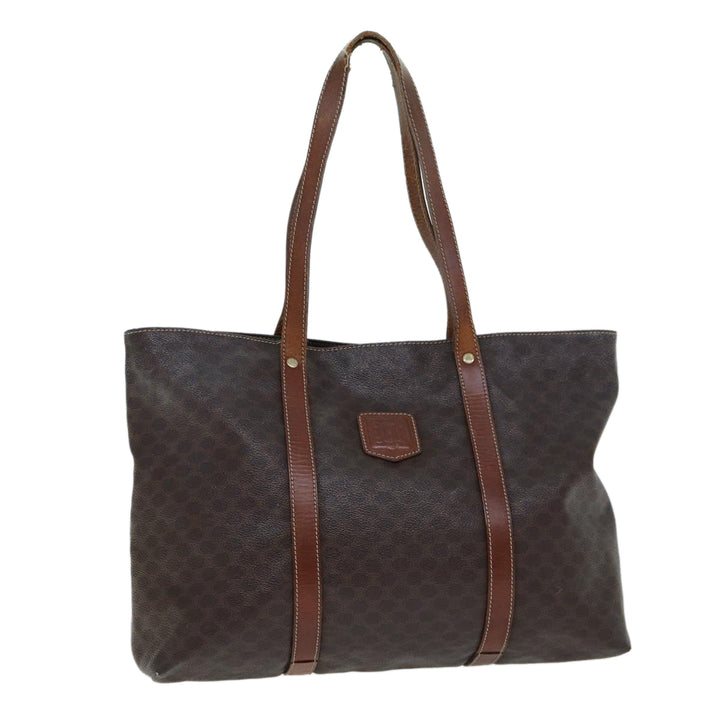 Celine Macadam Canvas Tote Bag PVC Leather Brown  15311
