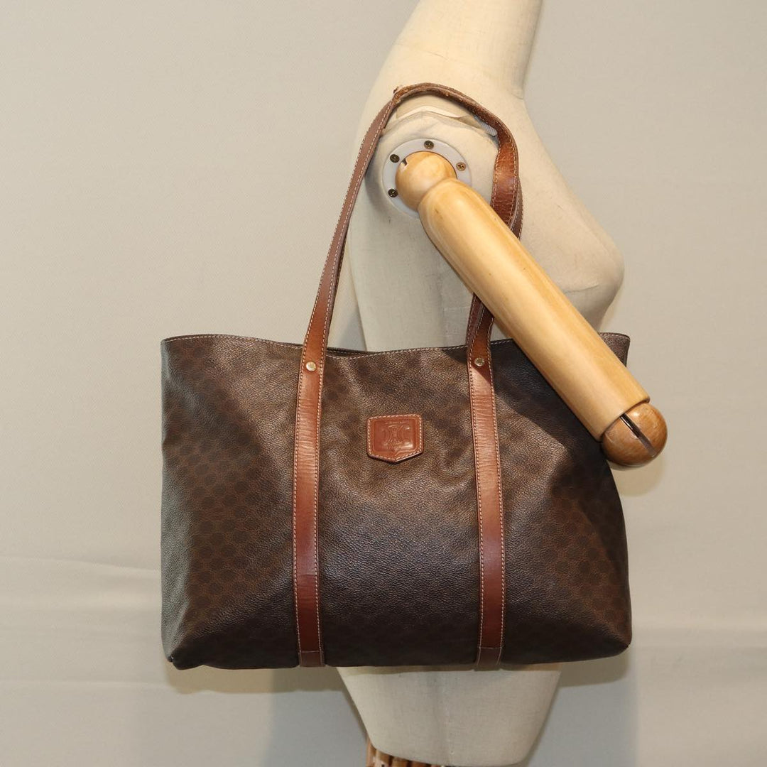 Celine Macadam Canvas Tote Bag PVC Leather Brown  15311