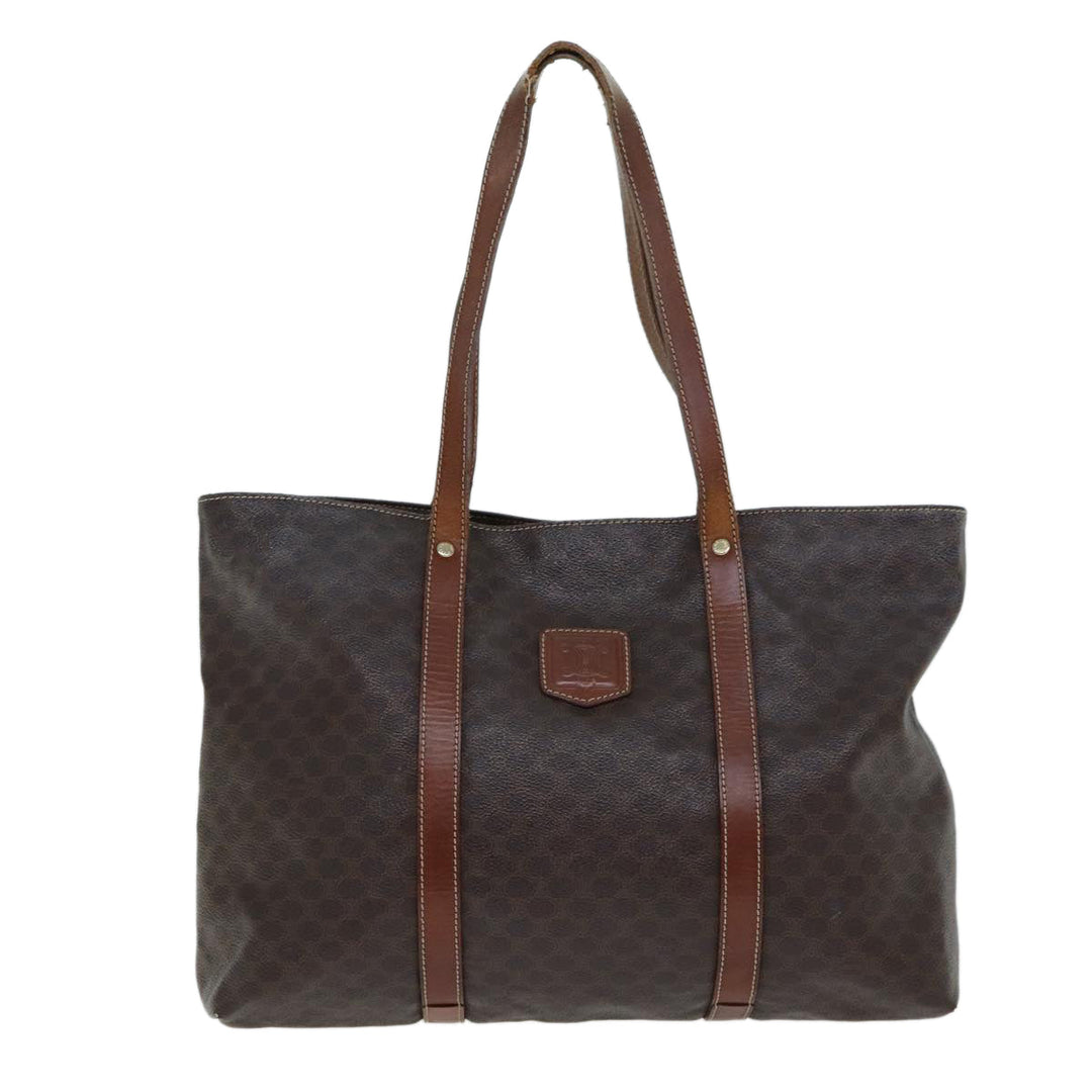 Celine Macadam Canvas Tote Bag PVC Leather Brown  15311