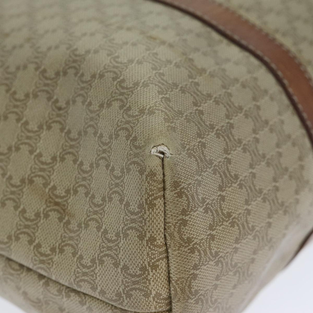 Celine Macadam Canvas Tote Bag Leather Beige Auth bs15312