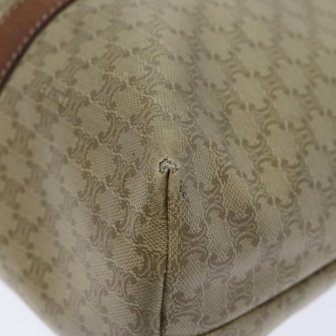 Celine Macadam Canvas Tote Bag Leather Beige Auth bs15312
