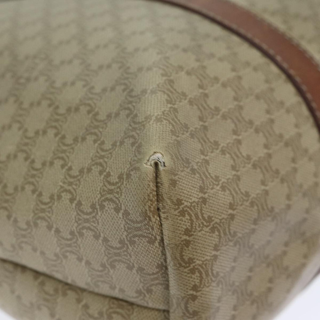 Celine Macadam Canvas Tote Bag Leather Beige Auth bs15312