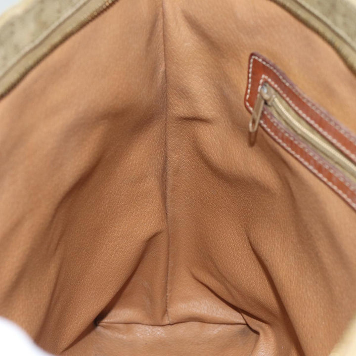 Celine Macadam Canvas Tote Bag Leather Beige Auth bs15312