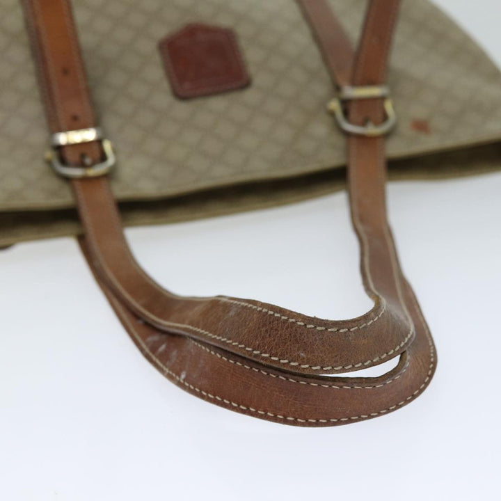 Celine Macadam Canvas Tote Bag Leather Beige Auth bs15312