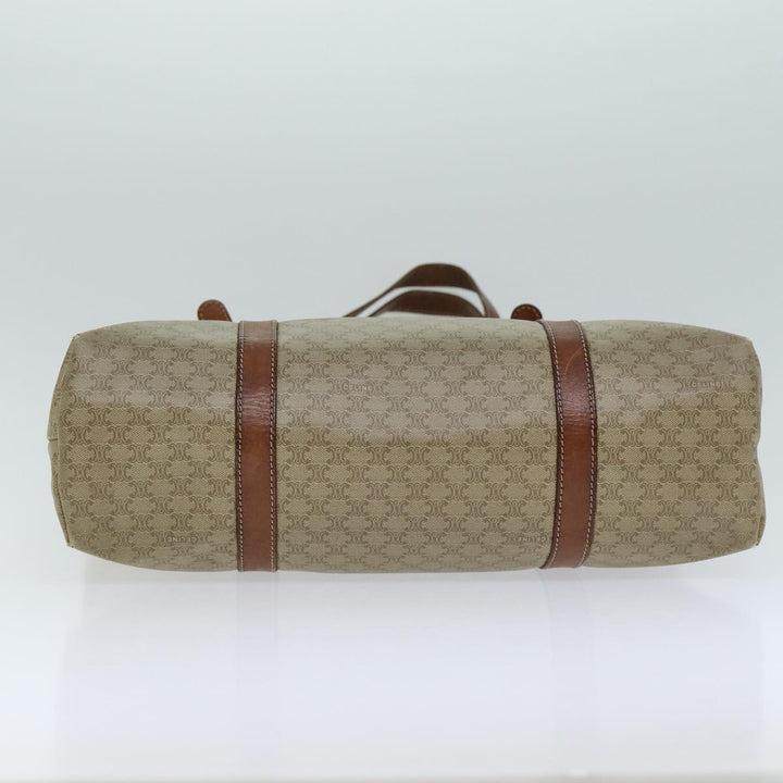 Celine Macadam Canvas Tote Bag Leather Beige Auth bs15312