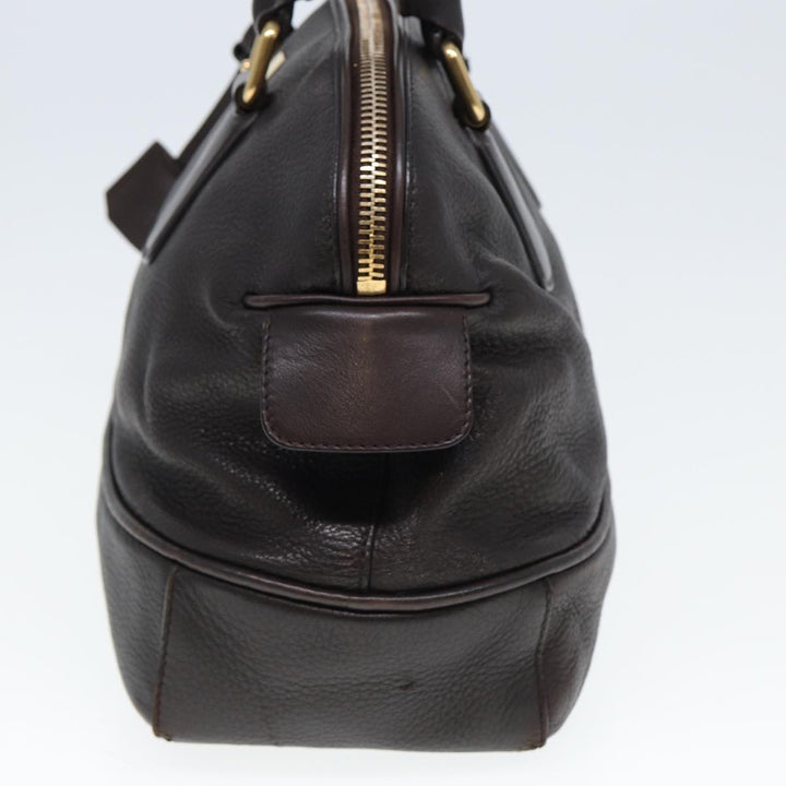 Celine Hand Bag Leather Brown Auth bs15316