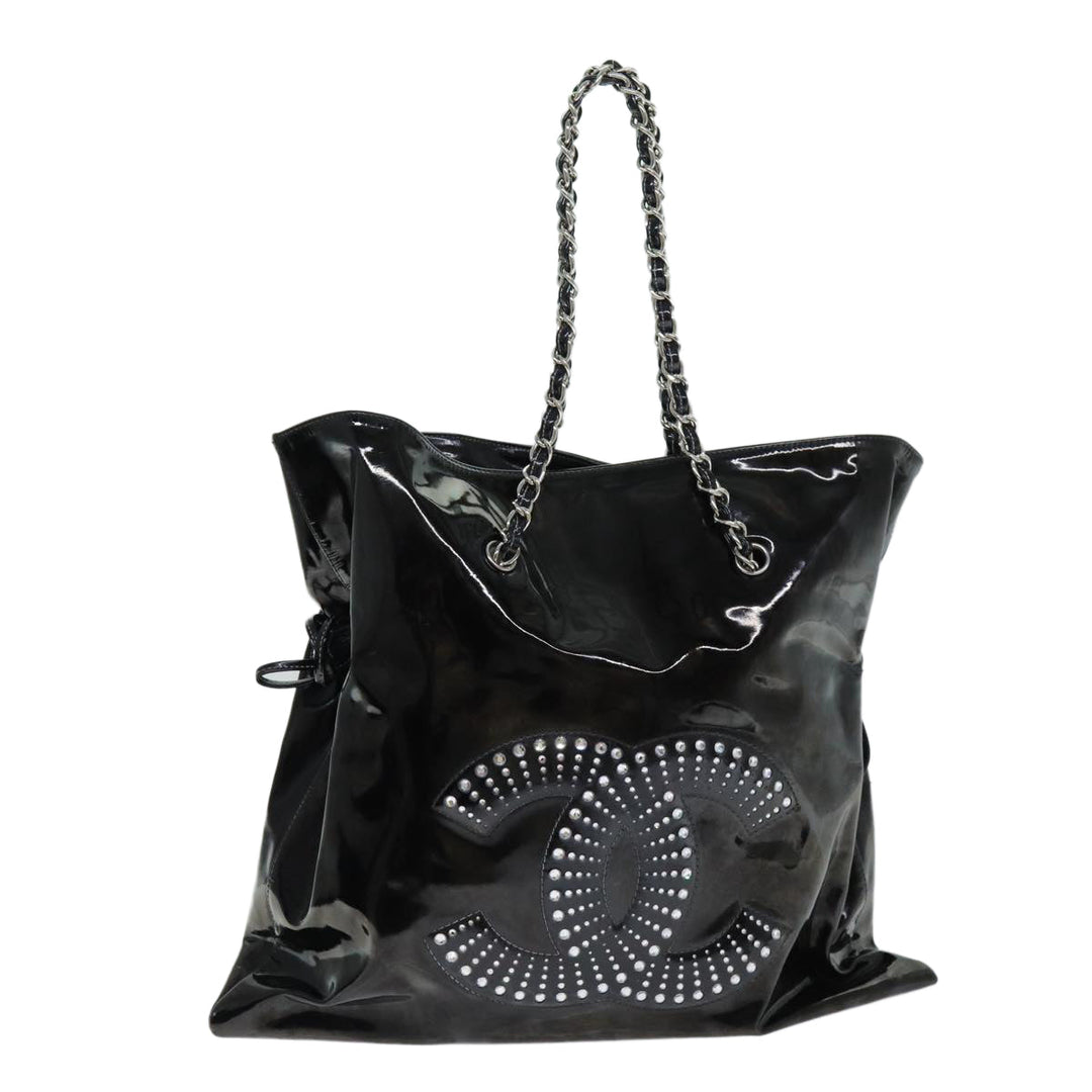 Top Quality Chanel COCO Mark Chain Shoulder Bag Patent leather Black CC Auth bs15342