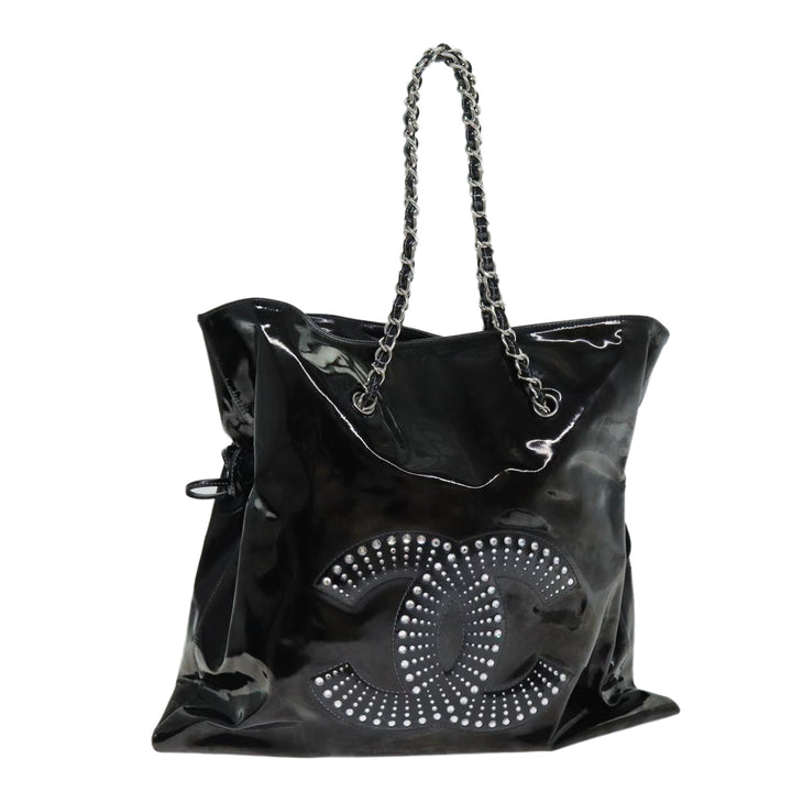 Top Quality Chanel COCO Mark Chain Shoulder Bag Patent leather Black CC Auth bs15342