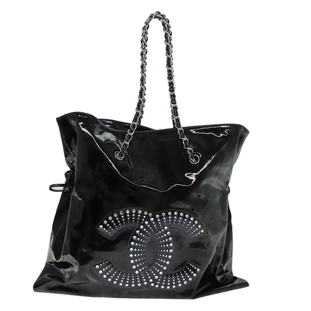 Top Quality Chanel COCO Mark Chain Shoulder Bag Patent leather Black CC Auth bs15342