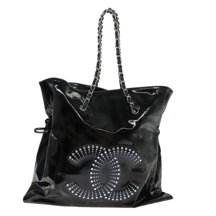 Top Quality Chanel COCO Mark Chain Shoulder Bag Patent leather Black CC Auth bs15342