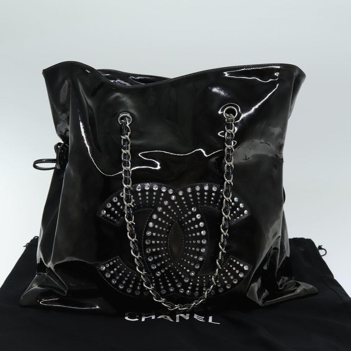 Top Quality Chanel COCO Mark Chain Shoulder Bag Patent leather Black CC Auth bs15342