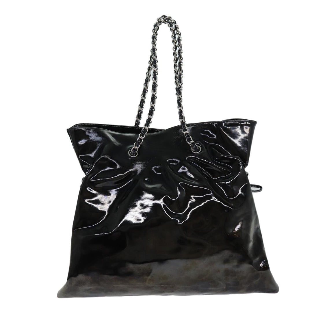 Top Quality Chanel COCO Mark Chain Shoulder Bag Patent leather Black CC Auth bs15342