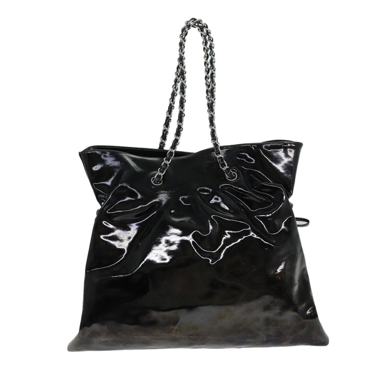 Top Quality Chanel COCO Mark Chain Shoulder Bag Patent leather Black CC Auth bs15342