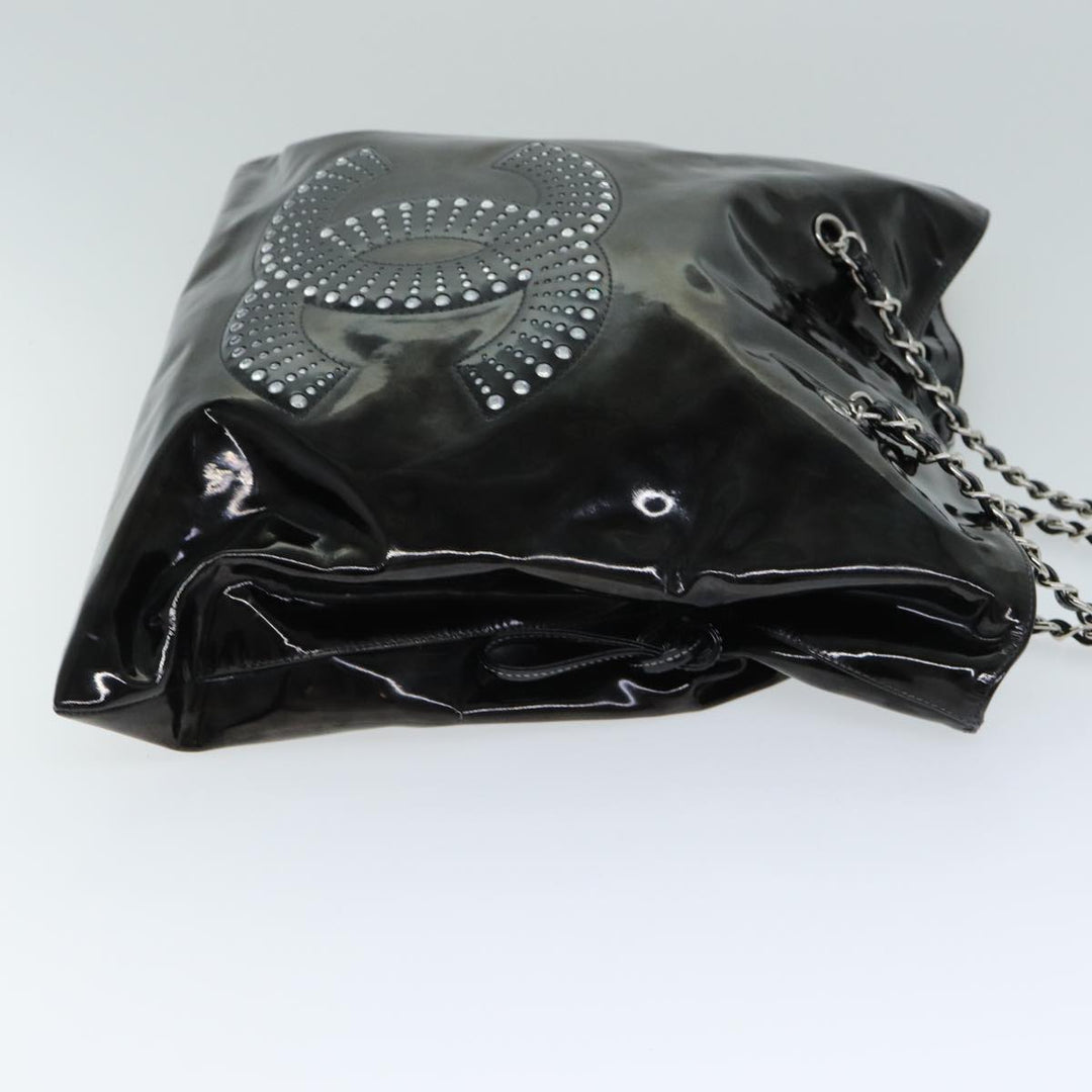 Top Quality Chanel COCO Mark Chain Shoulder Bag Patent leather Black CC Auth bs15342