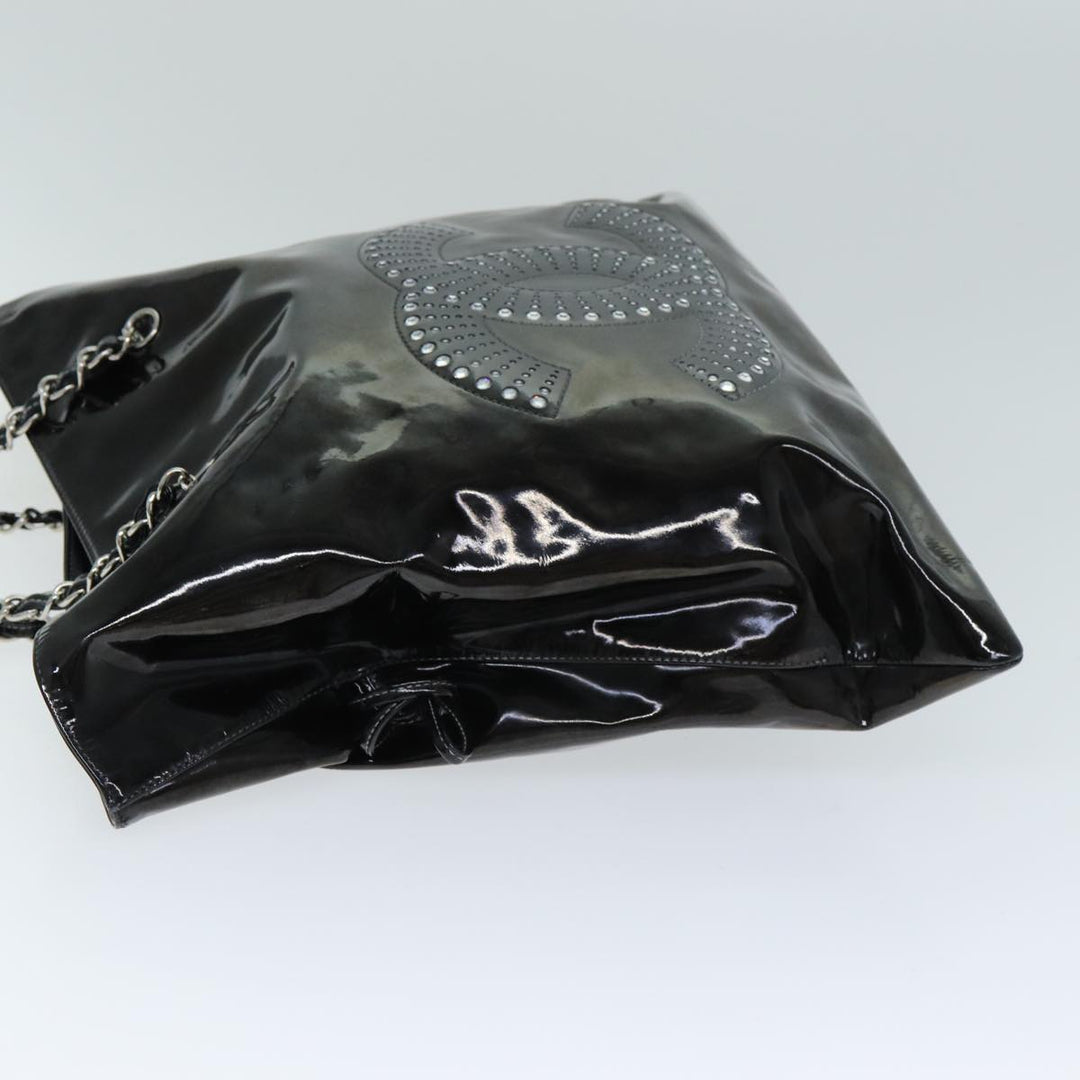 Top Quality Chanel COCO Mark Chain Shoulder Bag Patent leather Black CC Auth bs15342