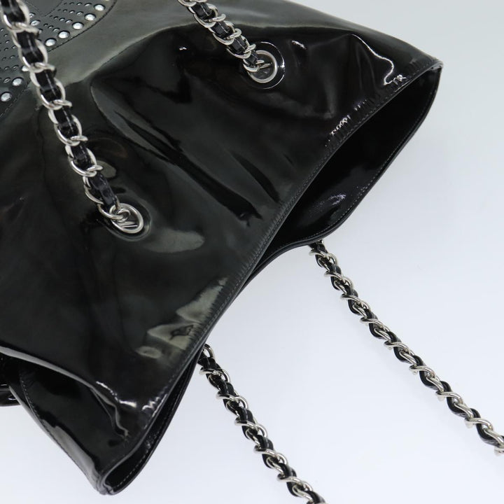 Top Quality Chanel COCO Mark Chain Shoulder Bag Patent leather Black CC Auth bs15342