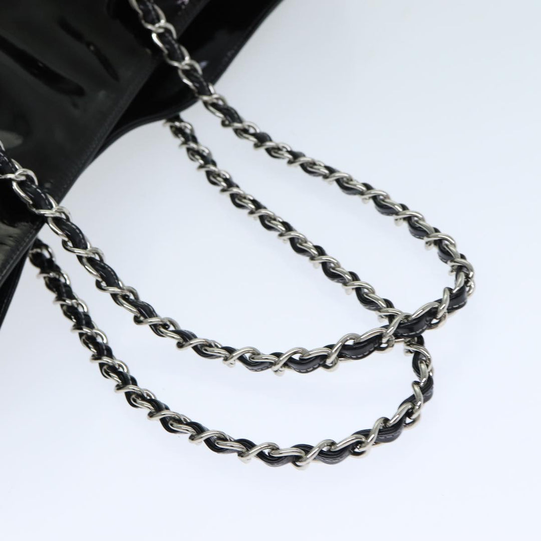 Top Quality Chanel COCO Mark Chain Shoulder Bag Patent leather Black CC Auth bs15342
