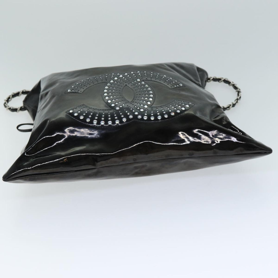 Top Quality Chanel COCO Mark Chain Shoulder Bag Patent leather Black CC Auth bs15342