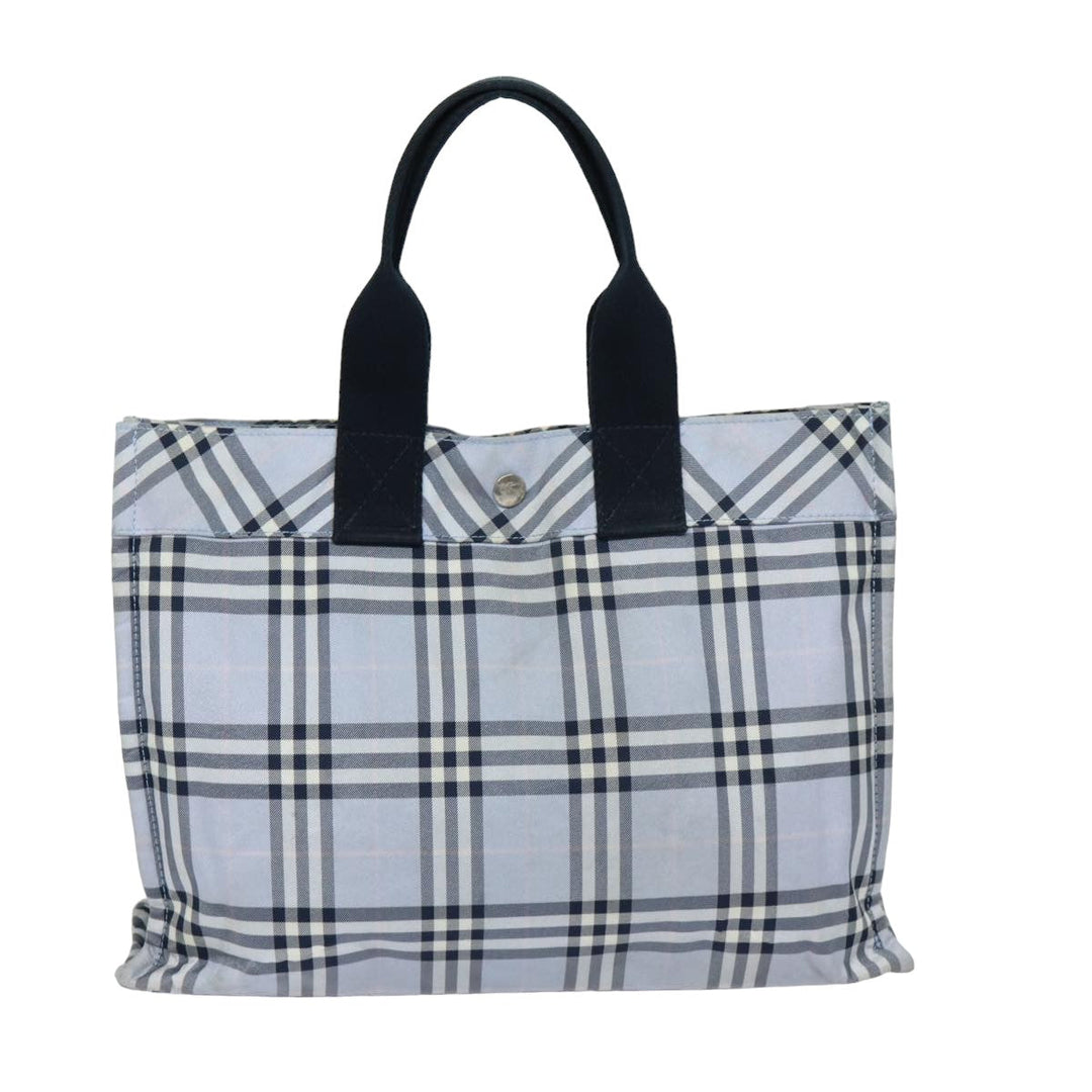 Burberry Nova Check Blue Label Hand Bag Nylon Light Blue Auth bs15355
