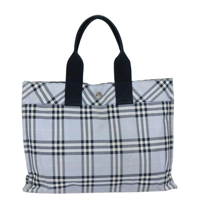 Burberry Nova Check Blue Label Hand Bag Nylon Light Blue Auth bs15355