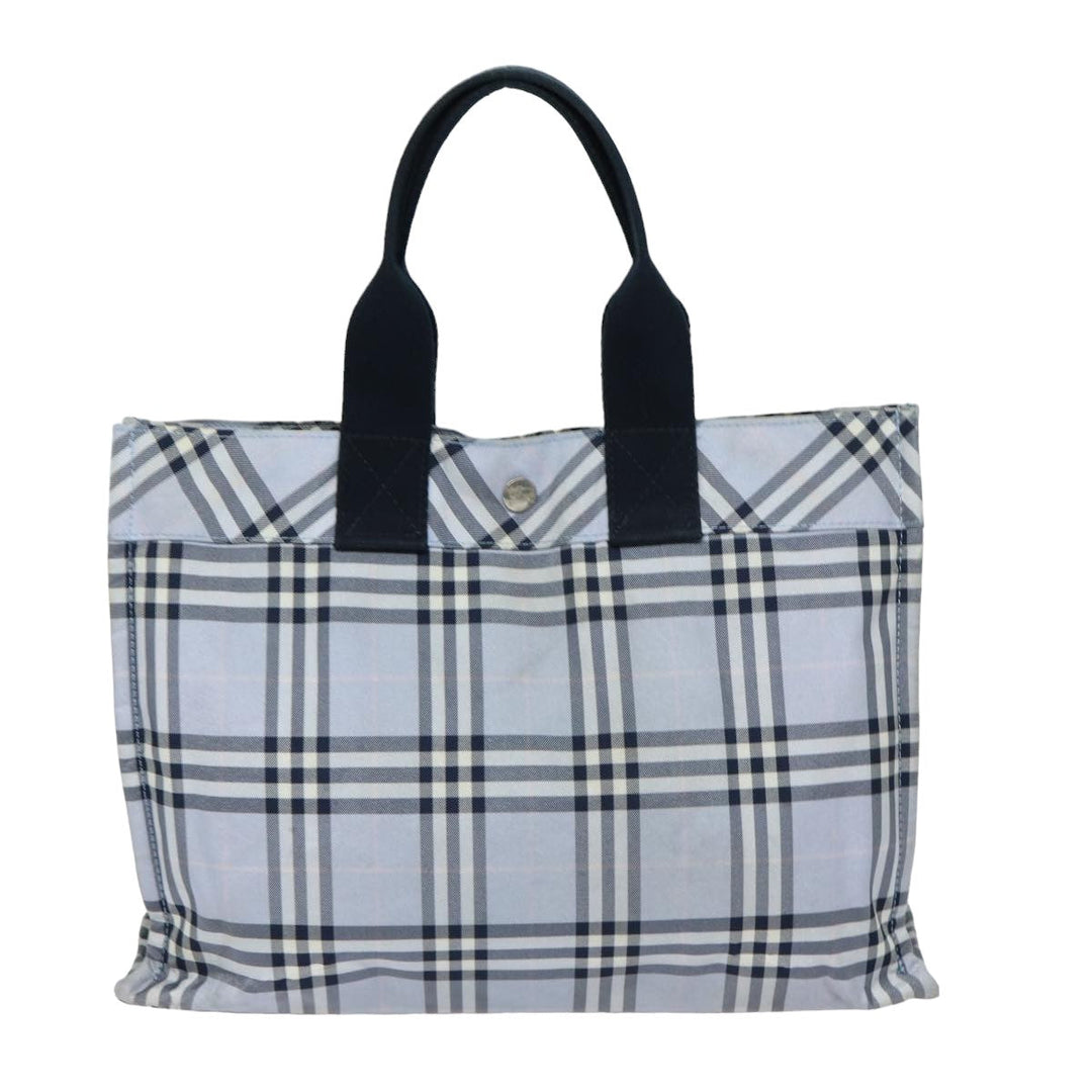 Burberry Nova Check Blue Label Hand Bag Nylon Light Blue Auth bs15355