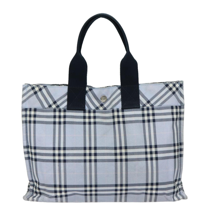 Burberry Nova Check Blue Label Hand Bag Nylon Light Blue Auth bs15355