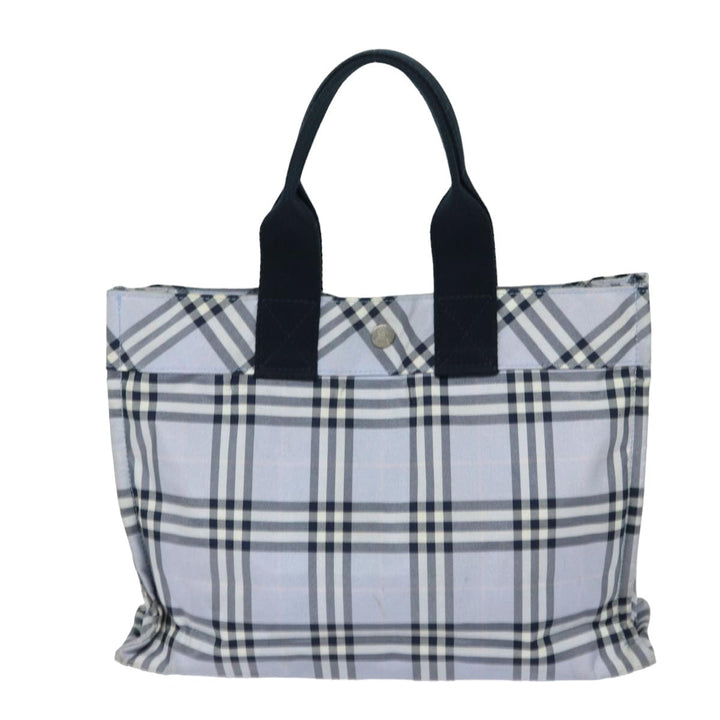 Burberry Nova Check Blue Label Hand Bag Nylon Light Blue Auth bs15355