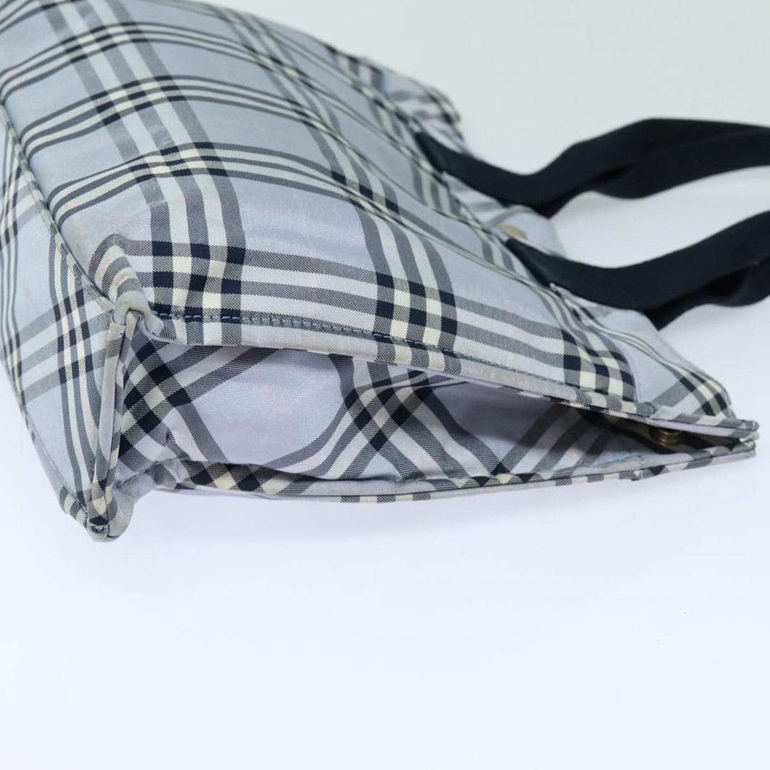 Burberry Nova Check Blue Label Hand Bag Nylon Light Blue Auth bs15355
