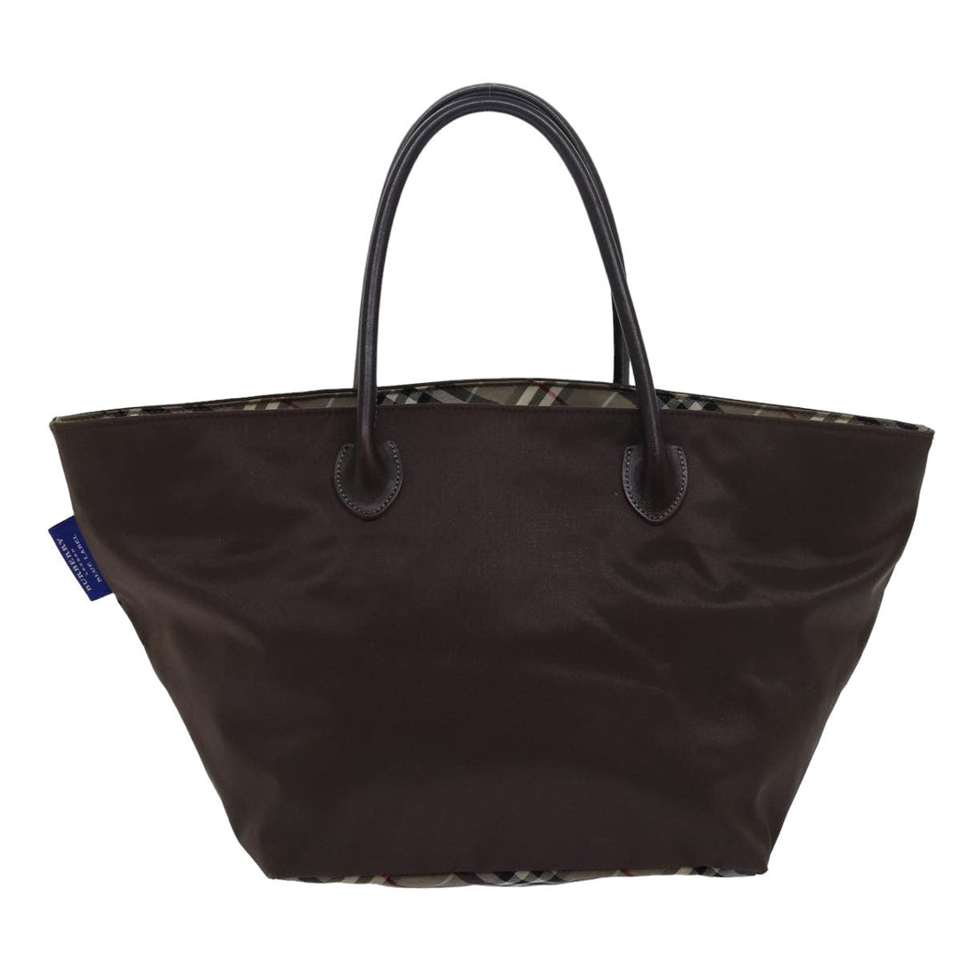 Burberry Nova Check Blue Label Tote Bag Nylon Beige Auth bs15358