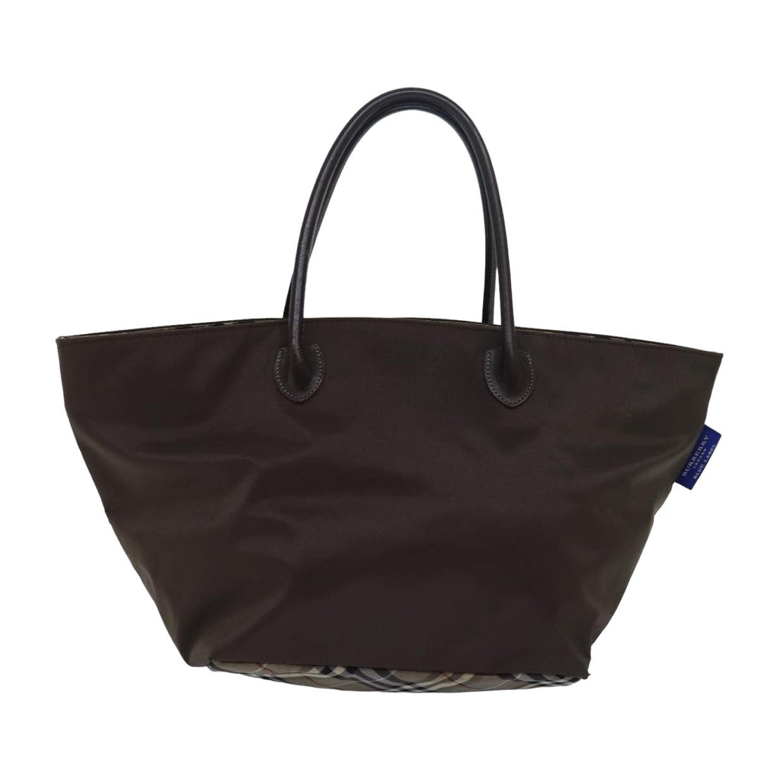 Burberry Nova Check Blue Label Tote Bag Nylon Beige Auth bs15358