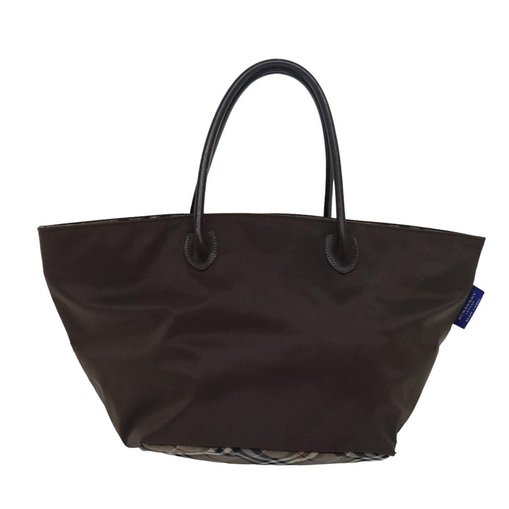 Burberry Nova Check Blue Label Tote Bag Nylon Beige Auth bs15358