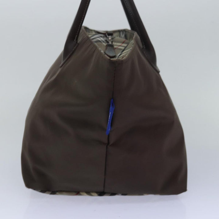 Burberry Nova Check Blue Label Tote Bag Nylon Beige Auth bs15358