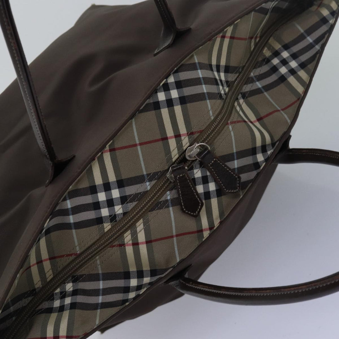 Burberry Nova Check Blue Label Tote Bag Nylon Beige Auth bs15358