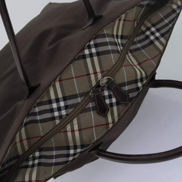 Burberry Nova Check Blue Label Tote Bag Nylon Beige Auth bs15358
