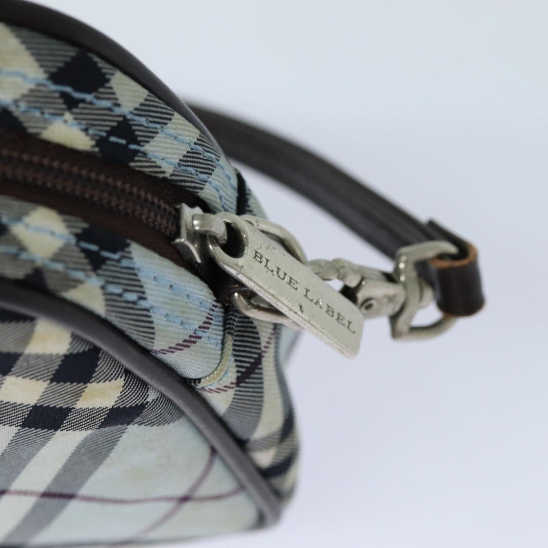 Burberry Nova Check Blue Label Hand Bag Nylon Light Blue Auth bs15360
