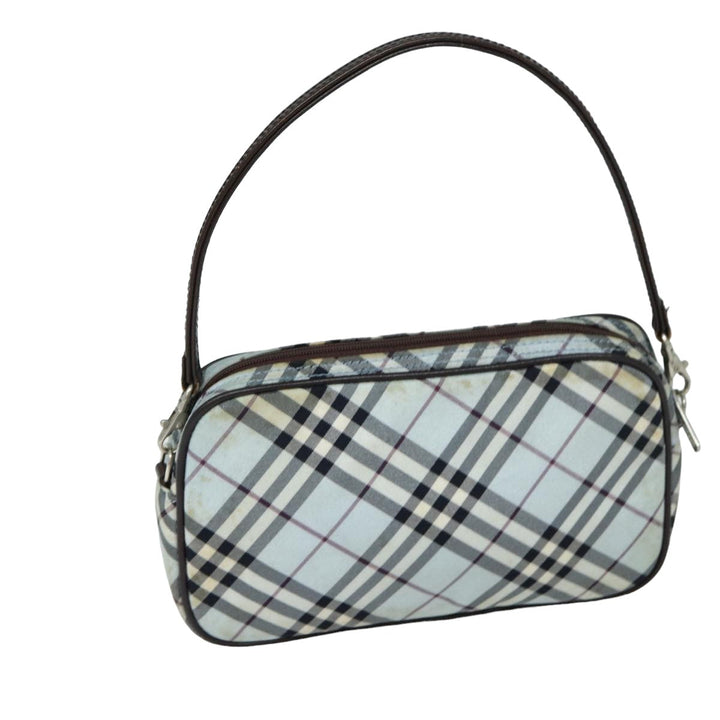Burberry Nova Check Blue Label Hand Bag Nylon Light Blue Auth bs15360
