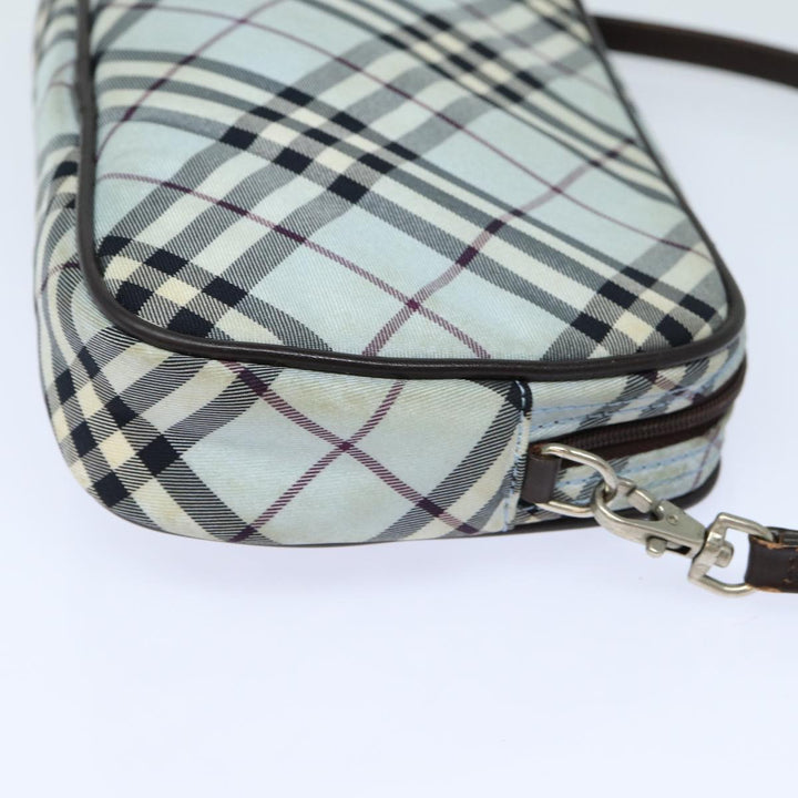Burberry Nova Check Blue Label Hand Bag Nylon Light Blue Auth bs15360