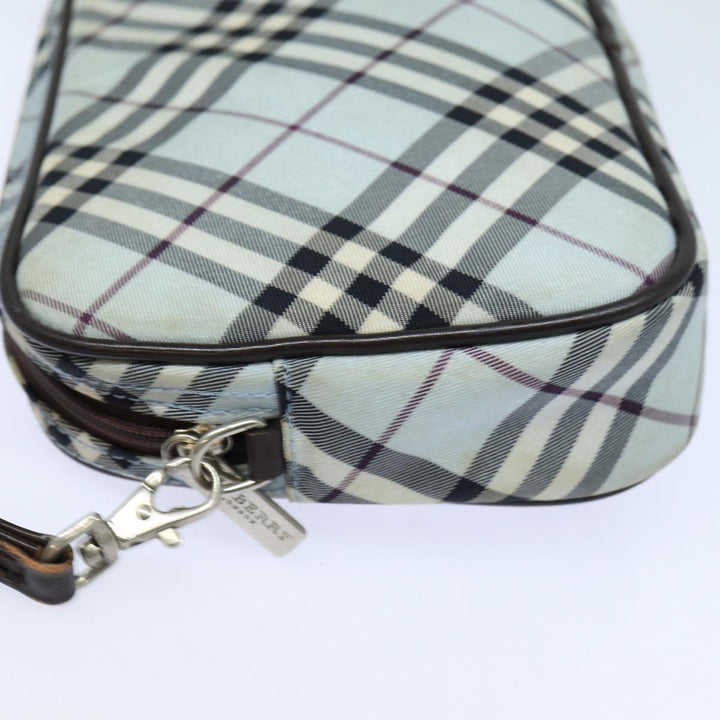 Burberry Nova Check Blue Label Hand Bag Nylon Light Blue Auth bs15360