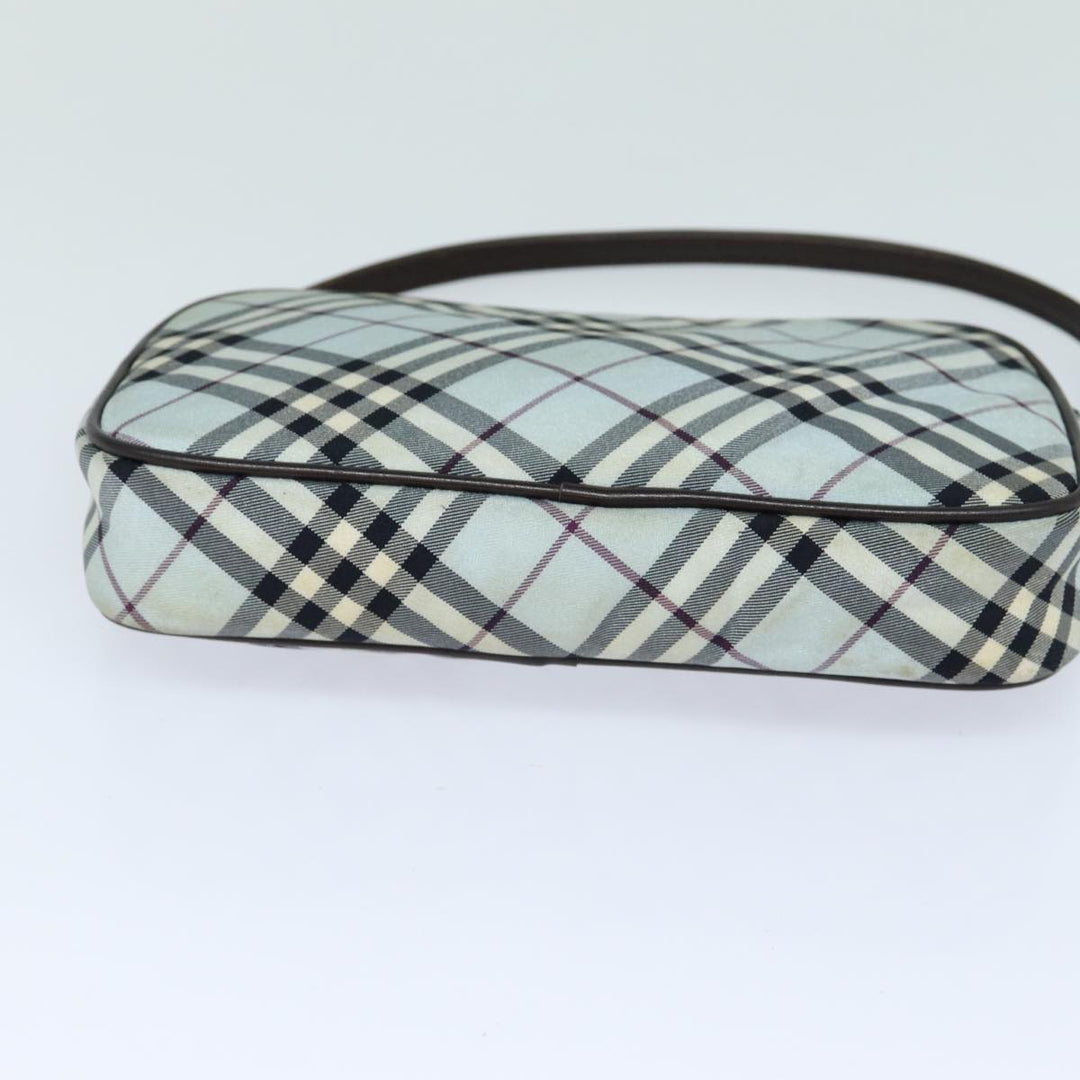 Burberry Nova Check Blue Label Hand Bag Nylon Light Blue Auth bs15360