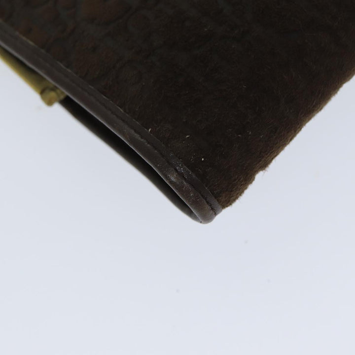 CHRISTIAN Top quality Dior Trotter Canvas Clutch Bag Leather Brown Auth bs15371