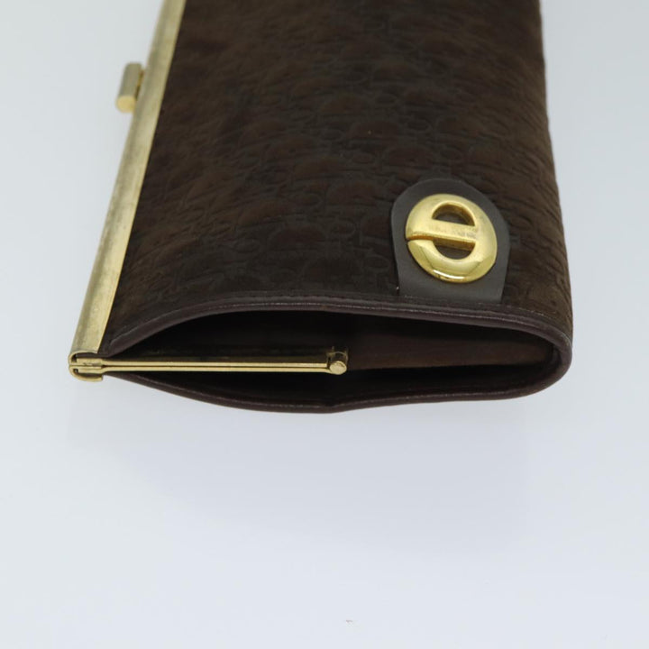 CHRISTIAN Top quality Dior Trotter Canvas Clutch Bag Leather Brown Auth bs15371
